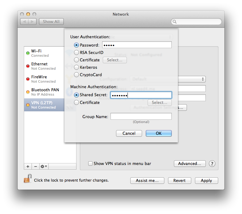 MacOS L2TP Setup Step 5