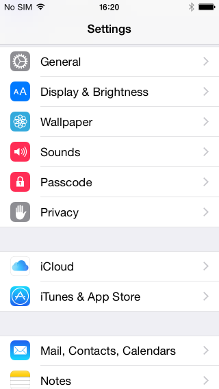 iOS 8 Settings