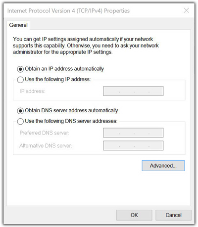 Allow All Traffic Windows TCP IPv4 Preferences