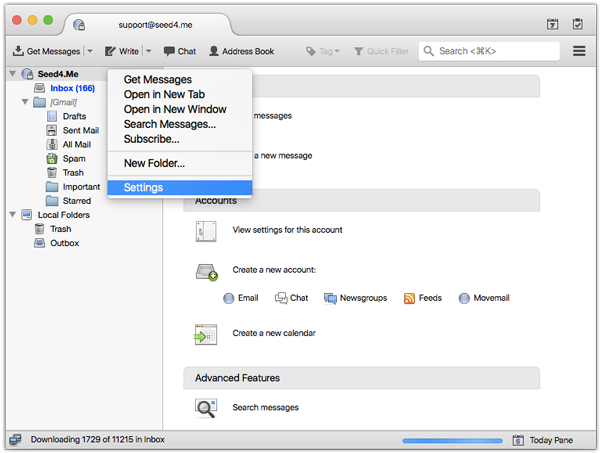 Configure Thunderbird to work with VPN - Step 1
